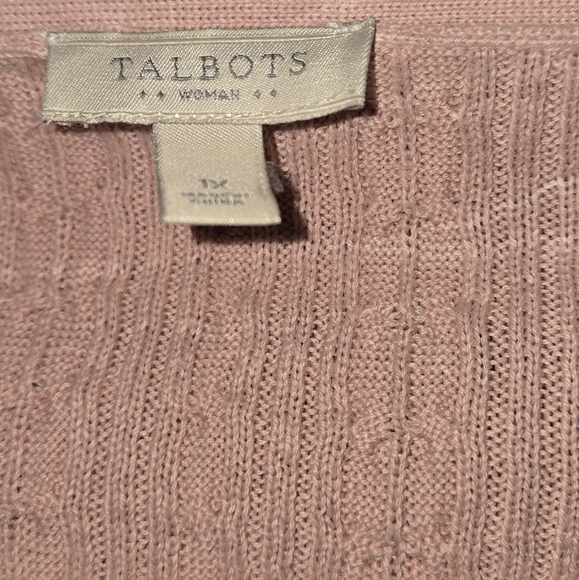 Talbots 1X Cable Knit Pink Longsleeve Sweater - Picture 4 of 8